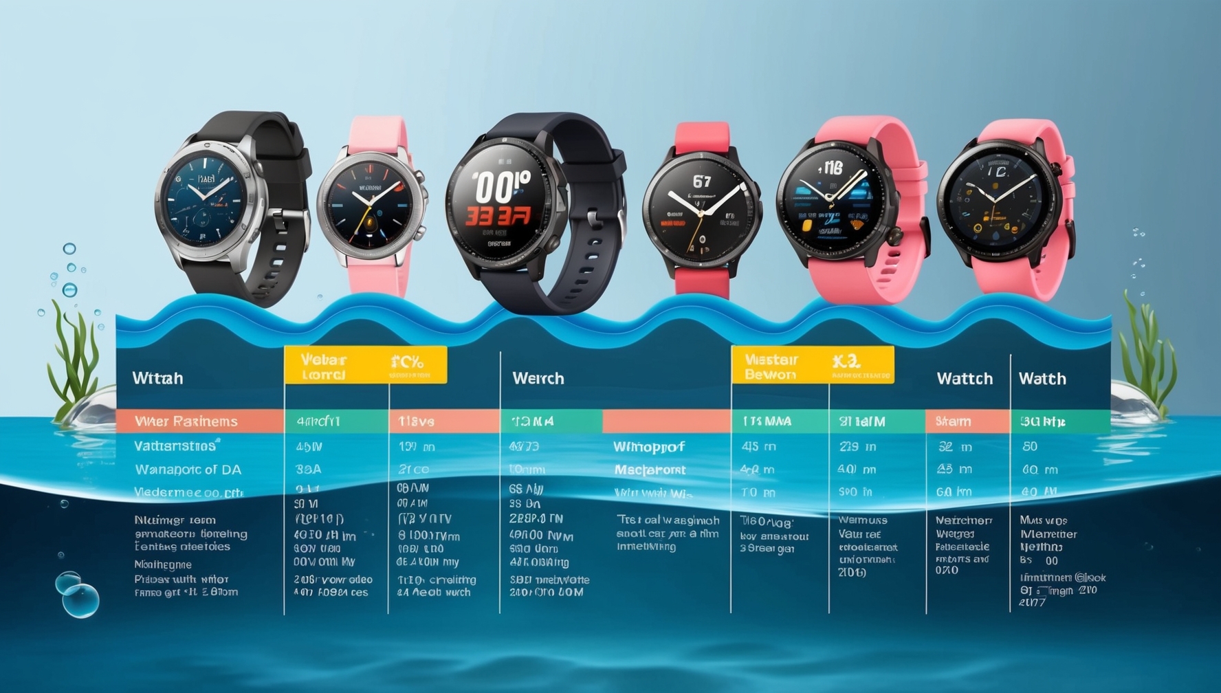 Vízállósági szintek összehasonlítása - okosórák víz alatti tesztje